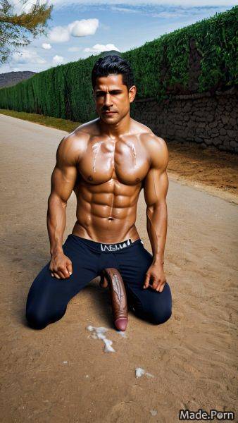 Cum on tits bodybuilder standing seductive cumshot big balls looking at viewer AI porn - made.porn on pornintellect.com