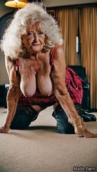 Slutty interracial white hair kneeling woman long hair made AI porn - made.porn on pornintellect.com