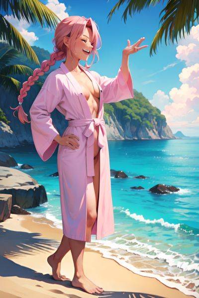 Anime Muscular Small Tits 30s Age Laughing Face Pink Hair Braided Hair Style Light Skin Painting Beach Side View Plank Bathrobe 3682111972827758771 - AI Hentai - aihentai.co on pornintellect.com