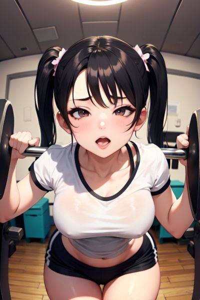 Anime Busty Small Tits 50s Age Ahegao Face Black Hair Pigtails Hair Style Light Skin Illustration Gym Front View Working Out Nurse 3682185415159366918 - AI Hentai - aihentai.co on pornintellect.com
