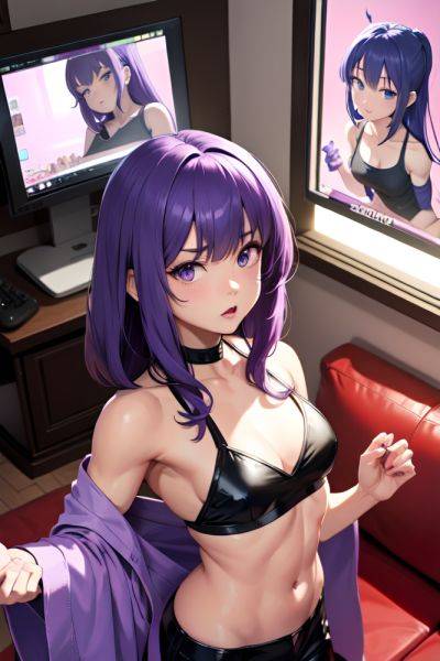 Anime Muscular Small Tits 50s Age Shocked Face Purple Hair Bangs Hair Style Light Skin Comic Couch Side View Gaming Goth 3682204742597763585 - AI Hentai - aihentai.co on pornintellect.com