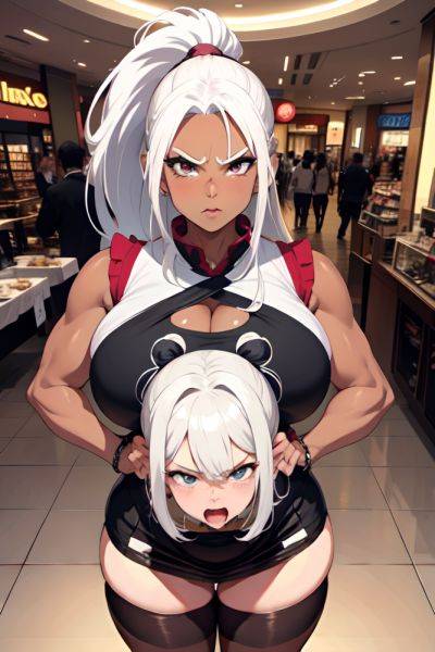 Anime Busty Huge Boobs 80s Age Angry Face White Hair Ponytail Hair Style Dark Skin Vintage Mall Front View Plank Mini Skirt 3685799630274775091 - AI Hentai - aihentai.co on pornintellect.com