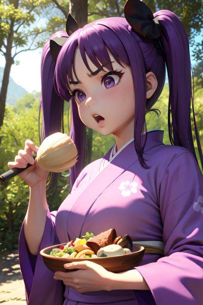Anime Chubby Small Tits 60s Age Angry Face Purple Hair Pigtails Hair Style Light Skin 3d Forest Front View Eating Kimono 3685811227600840904 - AI Hentai - aihentai.co on pornintellect.com