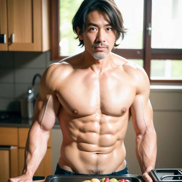 , japanese,manly man,twenties,(RAW photo, best quality, masterpiece:1.1), (realistic, photo-realistic:1.2), ultra-detailed, ultra high res, physically-based rendering,short hair,frizzy hair,black hair,brown - pornmake.ai - Japan on pornintellect.com