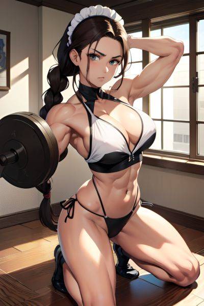 Anime Muscular Small Tits 40s Age Serious Face Brunette Braided Hair Style Light Skin Charcoal Prison Front View Working Out Maid 3685861478718693703 - AI Hentai - aihentai.co on pornintellect.com