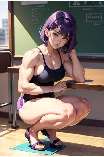 Anime Muscular Small Tits 80s Age Pouting Lips Face Purple Hair Bobcut Hair Style Light Skin Vintage Office Side View Squatting Teacher 3686101136982258389 - AI Hentai - aihentai.co on pornintellect.com