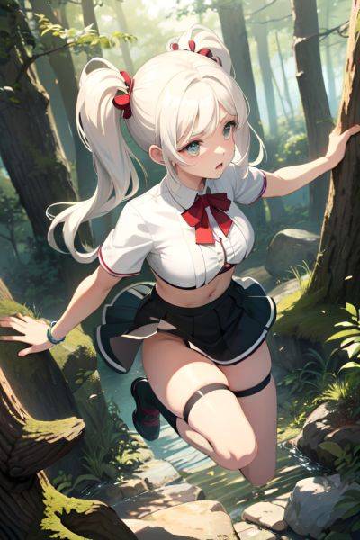 Anime Busty Small Tits 60s Age Sad Face White Hair Pigtails Hair Style Light Skin Dark Fantasy Forest Front View Jumping Mini Skirt 3686143657142299373 - AI Hentai - aihentai.co on pornintellect.com