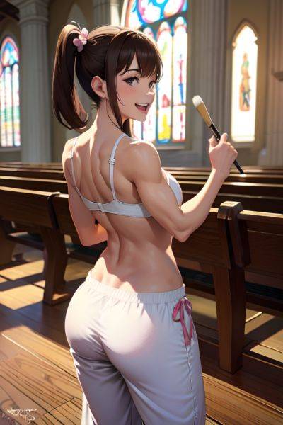 Anime Muscular Small Tits 60s Age Laughing Face Brunette Pigtails Hair Style Light Skin Painting Church Back View On Back Pajamas 3686182313844009629 - AI Hentai - aihentai.co on pornintellect.com