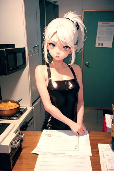 Anime Skinny Small Tits 30s Age Sad Face White Hair Ponytail Hair Style Light Skin Film Photo Office Front View Cooking Latex 3686224831856380858 - AI Hentai - aihentai.co on pornintellect.com