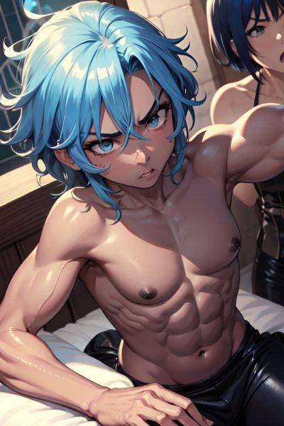 Anime Muscular Small Tits 50s Age Angry Face Blue Hair Messy Hair Style Dark Skin Charcoal Church Close Up View Massage Latex 3686495413739788385 - AI Hentai - aihentai.co on pornintellect.com