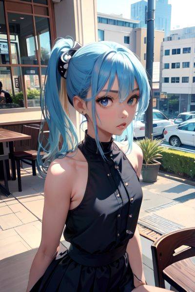 Anime Skinny Small Tits 70s Age Shocked Face Blue Hair Pixie Hair Style Dark Skin Black And White Restaurant Close Up View Jumping Mini Skirt 3686588186144317135 - AI Hentai - aihentai.co on pornintellect.com