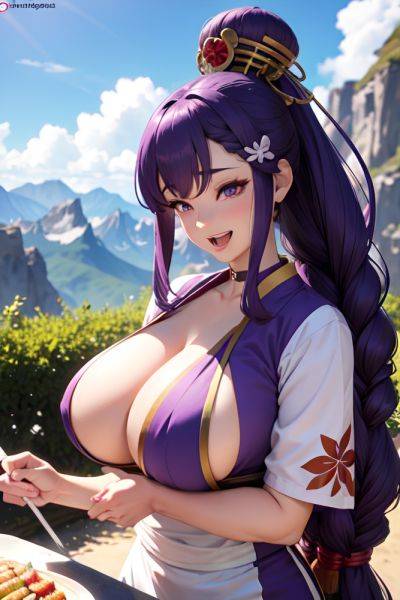 Anime Busty Huge Boobs 70s Age Laughing Face Purple Hair Braided Hair Style Light Skin 3d Mountains Side View Cooking Geisha 3686673225387820222 - AI Hentai - aihentai.co on pornintellect.com