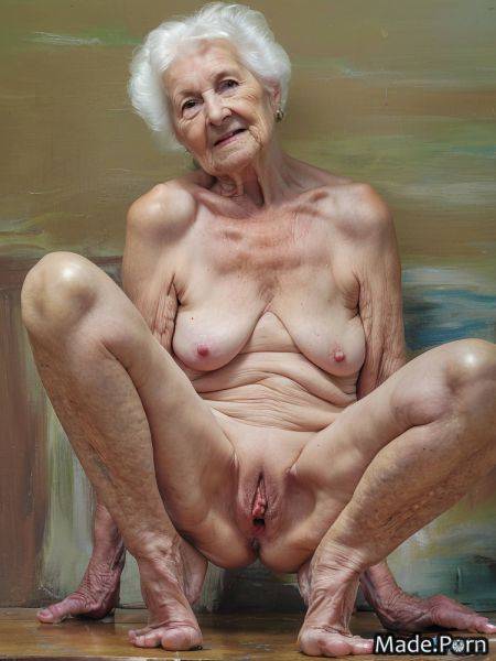 Princess spreading legs medium shot photo skinny woman white hair AI porn - made.porn on pornintellect.com