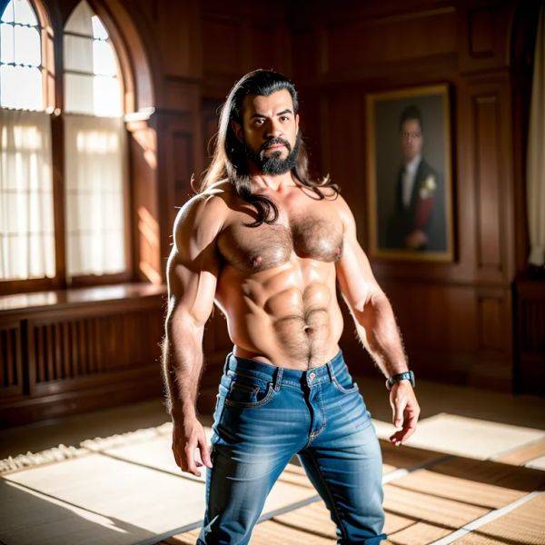 , Arabs,manly man,elder,(RAW photo, best quality, masterpiece:1.1), (realistic, photo-realistic:1.2), ultra-detailed, ultra high res, physically-based rendering,long hair,black hair,blue eyes,seductive,huge breasts,huge ass,abs,jumping,wedding,(adult:1.5) - pornmake.ai on pornintellect.com