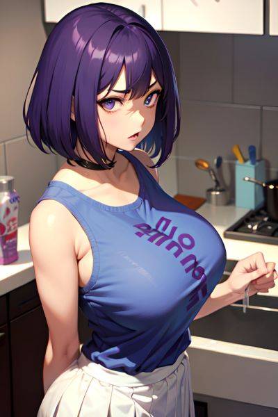 Anime Busty Huge Boobs 20s Age Angry Face Purple Hair Bobcut Hair Style Dark Skin Illustration Kitchen Back View T Pose Schoolgirl 3686951539313472123 - AI Hentai - aihentai.co on pornintellect.com