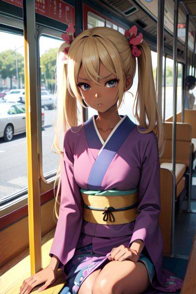 Anime Skinny Small Tits 70s Age Serious Face Blonde Pigtails Hair Style Dark Skin Vintage Bus Front View Plank Kimono 3687214393106803996 - AI Hentai - aihentai.co on pornintellect.com