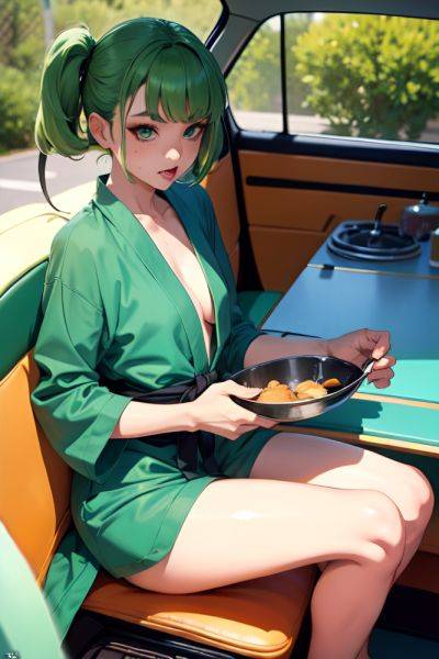 Anime Skinny Small Tits 70s Age Ahegao Face Green Hair Bangs Hair Style Light Skin Vintage Car Front View Cooking Bathrobe 3687318760813303636 - AI Hentai - aihentai.co on pornintellect.com