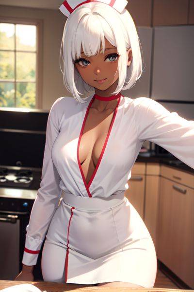 Anime Skinny Small Tits 70s Age Happy Face White Hair Bangs Hair Style Dark Skin Soft + Warm Kitchen Close Up View T Pose Nurse 3687407665961176742 - AI Hentai - aihentai.co on pornintellect.com
