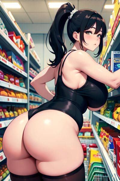 Anime Chubby Huge Boobs 80s Age Sad Face Black Hair Ponytail Hair Style Light Skin Dark Fantasy Grocery Front View Bending Over Fishnet 3687469512358542705 - AI Hentai - aihentai.co on pornintellect.com