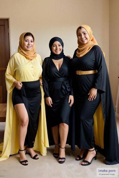 A group of happies bbw milfs in yellow abaya having funny with... - imake.porn on pornintellect.com