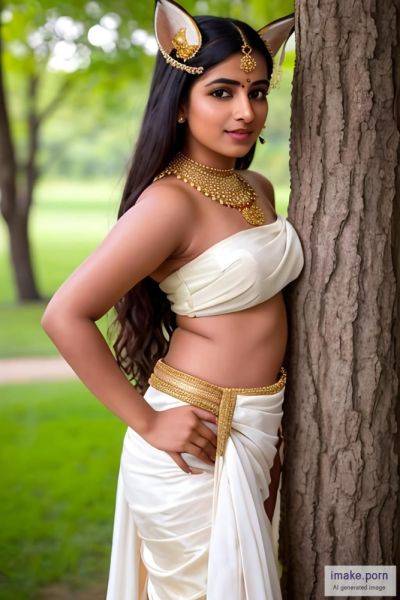 Indian girl with fox ears and tail with gold jewels and in white... - imake.porn - India on pornintellect.com