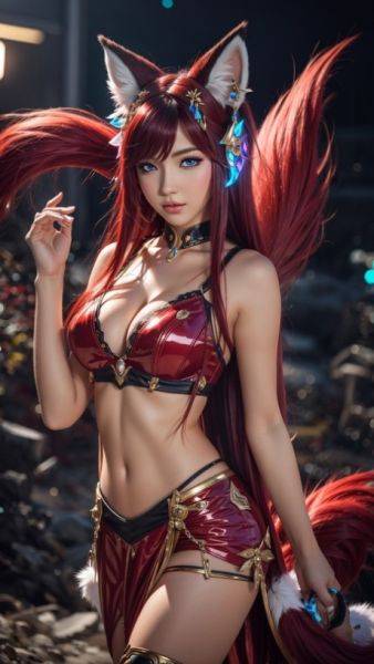 AI generated Hentai girl Ahri posing in her sexy costumes in a solo - pornpics.com on pornintellect.com
