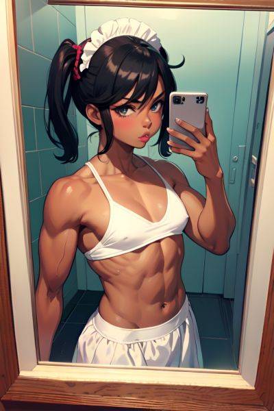 Anime Muscular Small Tits 60s Age Pouting Lips Face Black Hair Pixie Hair Style Dark Skin Mirror Selfie Prison Front View Gaming Maid 3683167246287876643 - AI Hentai - aihentai.co on pornintellect.com