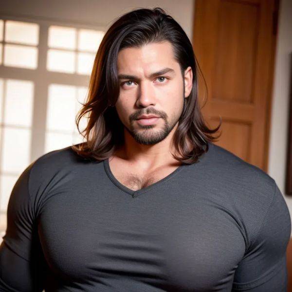 Manly man,thirties,(RAW photo, best quality, masterpiece:1.1), (realistic, photo-realistic:1.2), ultra-detailed, ultra high res, physically-based rendering,long hair,double tail,(adult:1.5) - pornmake.ai on pornintellect.com