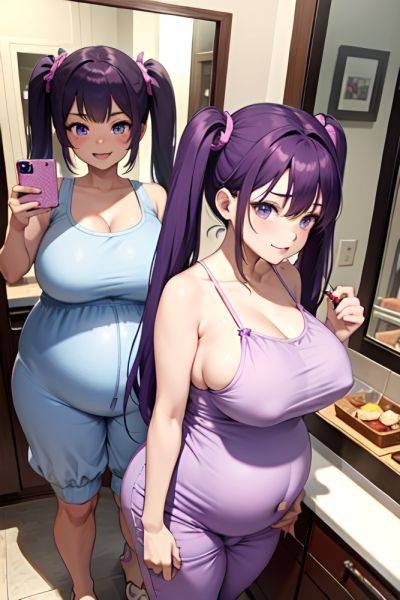 Anime Pregnant Huge Boobs 18 Age Laughing Face Purple Hair Pigtails Hair Style Dark Skin Mirror Selfie Cafe Front View Eating Pajamas 3683461020444195785 - AI Hentai - aihentai.co on pornintellect.com