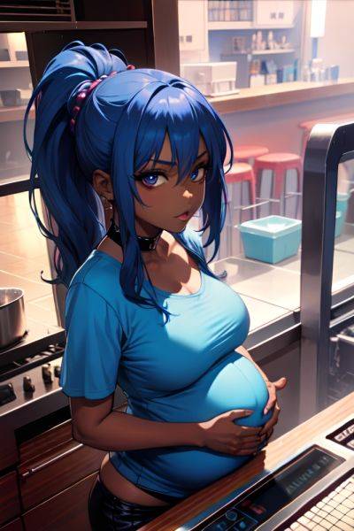 Anime Pregnant Small Tits 80s Age Seductive Face Blue Hair Ponytail Hair Style Dark Skin Cyberpunk Bar Close Up View Cooking Goth 3687809675987943032 - AI Hentai - aihentai.co on pornintellect.com
