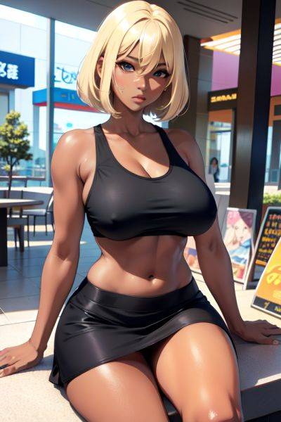 Anime Skinny Huge Boobs 70s Age Serious Face Blonde Pixie Hair Style Dark Skin Charcoal Mall Front View Sleeping Mini Skirt 3689367462316233427 - AI Hentai - aihentai.co on pornintellect.com