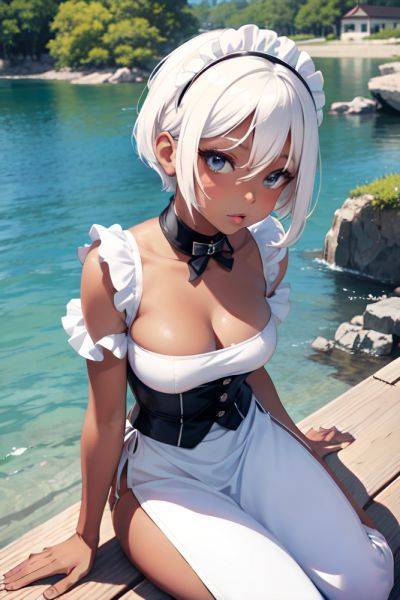 Anime Busty Small Tits 30s Age Pouting Lips Face White Hair Pixie Hair Style Dark Skin Crisp Anime Lake Front View Straddling Maid 3689394520610485240 - AI Hentai - aihentai.co on pornintellect.com