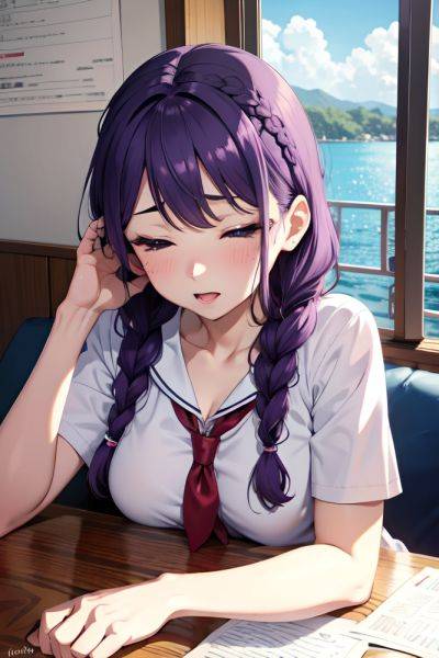 Anime Busty Small Tits 30s Age Ahegao Face Purple Hair Braided Hair Style Light Skin Illustration Yacht Close Up View Sleeping Schoolgirl 3689757874847984706 - AI Hentai - aihentai.co on pornintellect.com