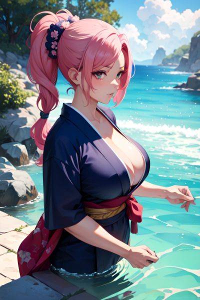 Anime Muscular Huge Boobs 30s Age Seductive Face Pink Hair Pigtails Hair Style Dark Skin Watercolor Gym Front View Bathing Kimono 3690094170791082570 - AI Hentai - aihentai.co on pornintellect.com