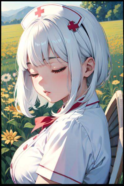 Anime Chubby Small Tits 50s Age Seductive Face White Hair Bangs Hair Style Light Skin Watercolor Meadow Close Up View Sleeping Nurse 3690310634362160940 - AI Hentai - aihentai.co on pornintellect.com