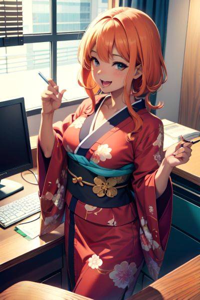 Anime Busty Small Tits 50s Age Laughing Face Ginger Straight Hair Style Dark Skin Soft Anime Office Front View Eating Kimono 3690666260424269983 - AI Hentai - aihentai.co on pornintellect.com