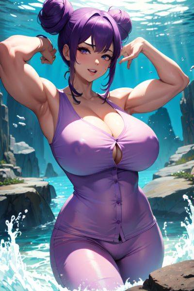 Anime Muscular Huge Boobs 70s Age Ahegao Face Purple Hair Hair Bun Hair Style Light Skin Comic Underwater Front View Bathing Pajamas 3690755166093454040 - AI Hentai - aihentai.co on pornintellect.com