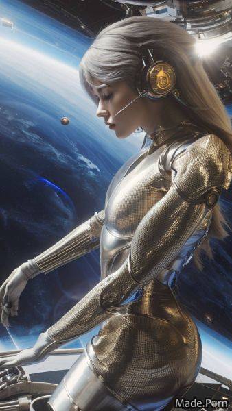 Silver carbon fiber silver sci-fi mechanical wings dancing gold AI porn - made.porn on pornintellect.com