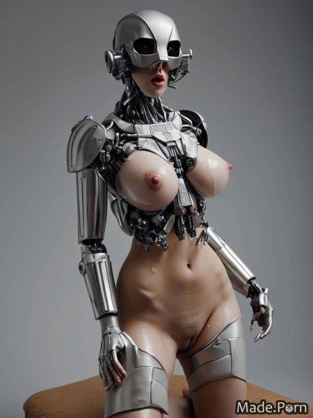 Cumshot pussy fucking squatting open mouth cyborg silver fat AI porn - made.porn on pornintellect.com