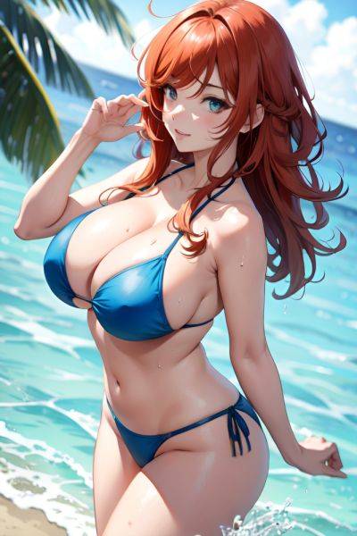 Anime Busty Huge Boobs 30s Age Seductive Face Ginger Messy Hair Style Light Skin Watercolor Shower Front View Bathing Bikini 3691029614490062870 - AI Hentai - aihentai.co on pornintellect.com