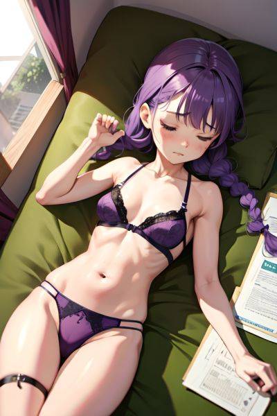 Anime Skinny Small Tits 40s Age Sad Face Purple Hair Braided Hair Style Light Skin Comic Gym Front View Sleeping Lingerie 3691110789372669810 - AI Hentai - aihentai.co on pornintellect.com