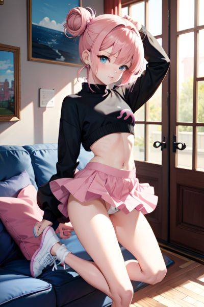 Anime Skinny Small Tits 18 Age Sad Face Pink Hair Hair Bun Hair Style Light Skin Painting Couch Side View Jumping Mini Skirt 3687871523517637552 - AI Hentai - aihentai.co on pornintellect.com