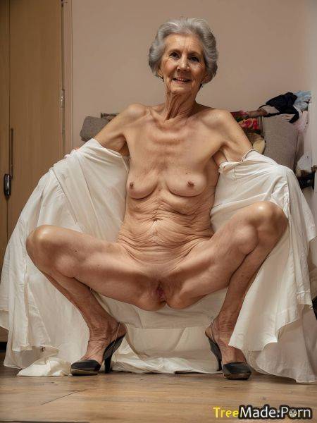 Shaved woman 90 nude photo medium shot looking at viewer AI porn - made.porn on pornintellect.com