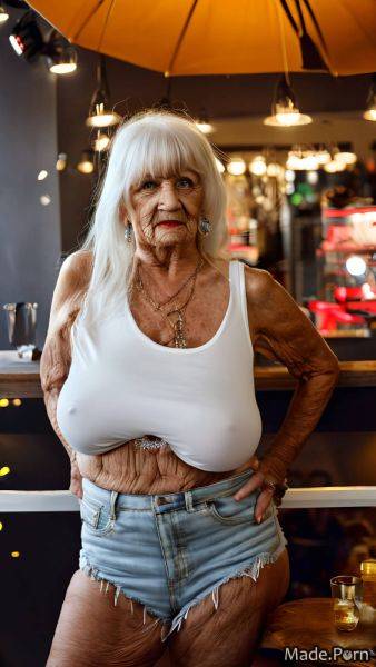 Tank top saggy tits woman daisy dukes emo white hair caucasian AI porn - made.porn on pornintellect.com