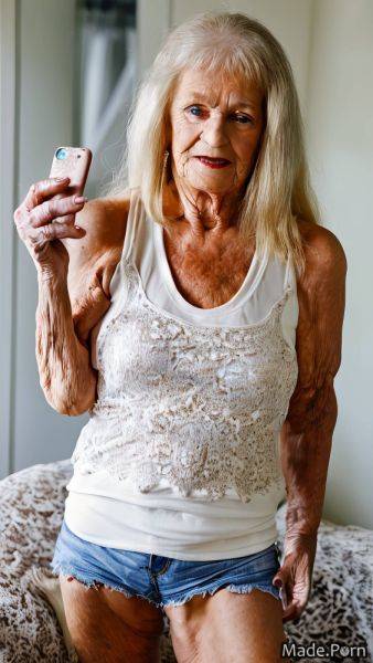 Tank top full shot mirror selfie blonde caucasian slutty woman AI porn - made.porn on pornintellect.com