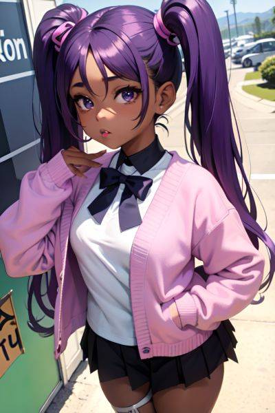 Anime Busty Small Tits 80s Age Pouting Lips Face Purple Hair Pigtails Hair Style Dark Skin Comic Yacht Front View T Pose Mini Skirt 3691238350074139977 - AI Hentai - aihentai.co on pornintellect.com