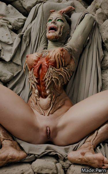 Alien planet green hair fisheye dark fantasy spreading legs devil mohawk AI porn - made.porn on pornintellect.com