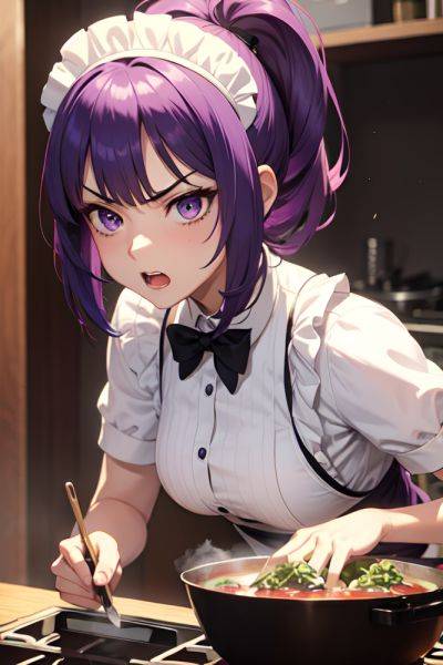 Anime Busty Small Tits 20s Age Angry Face Purple Hair Bangs Hair Style Light Skin Comic Stage Close Up View Cooking Maid 3691771785016575928 - AI Hentai - aihentai.co on pornintellect.com