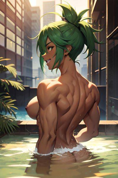 Anime Muscular Small Tits 20s Age Laughing Face Green Hair Messy Hair Style Dark Skin Cyberpunk Party Back View Bathing Partially Nude 3691876152722717075 - AI Hentai - aihentai.co on pornintellect.com