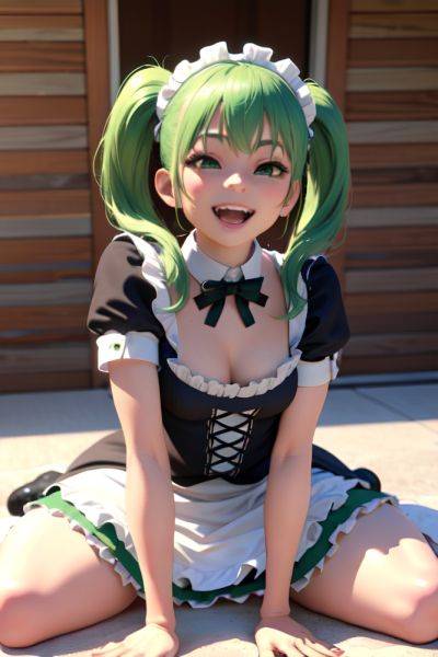 Anime Skinny Small Tits 60s Age Laughing Face Green Hair Pigtails Hair Style Light Skin 3d Club Front View Straddling Maid 3691887748962855867 - AI Hentai - aihentai.co on pornintellect.com